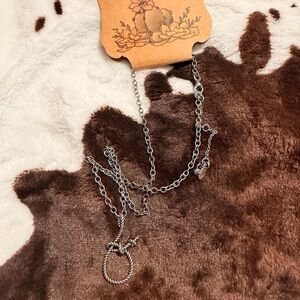 Justin Boots Silver-Tone Lasso Knot Pendant Necklace